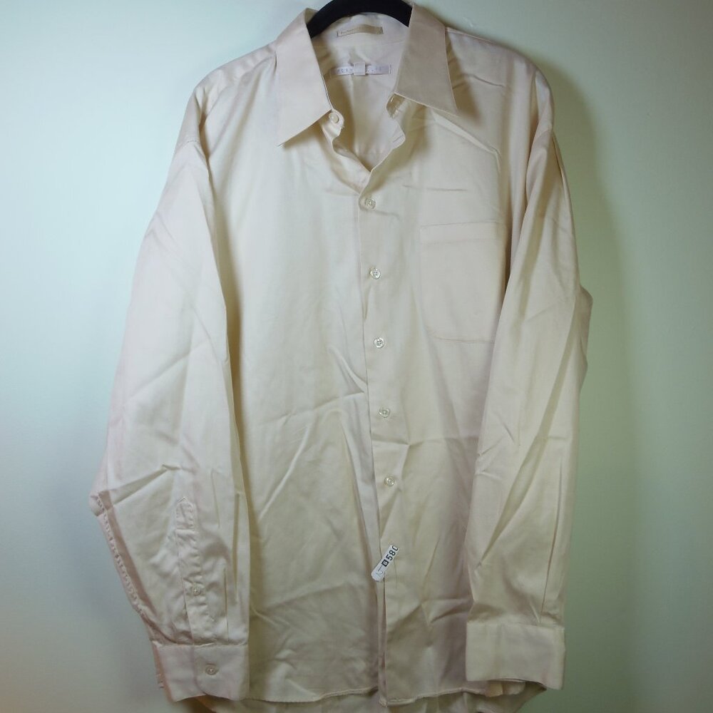Perry Ellis Cream Color Men's 16.5/35 Button Up Dress Shirt CEO Office Special